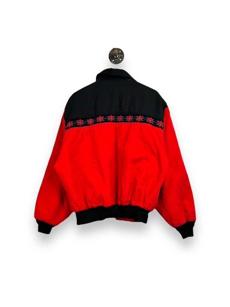 Vintage 90s Canyon Guide Outfitters Blanket Lined Bomber Jacket Size Large Red