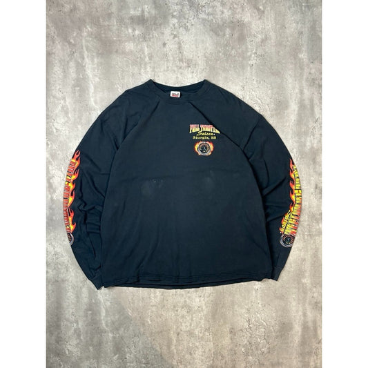 Vintage Full Throttle Saloon Flame Long Sleeve Graphic T-Shirt Size 2XL