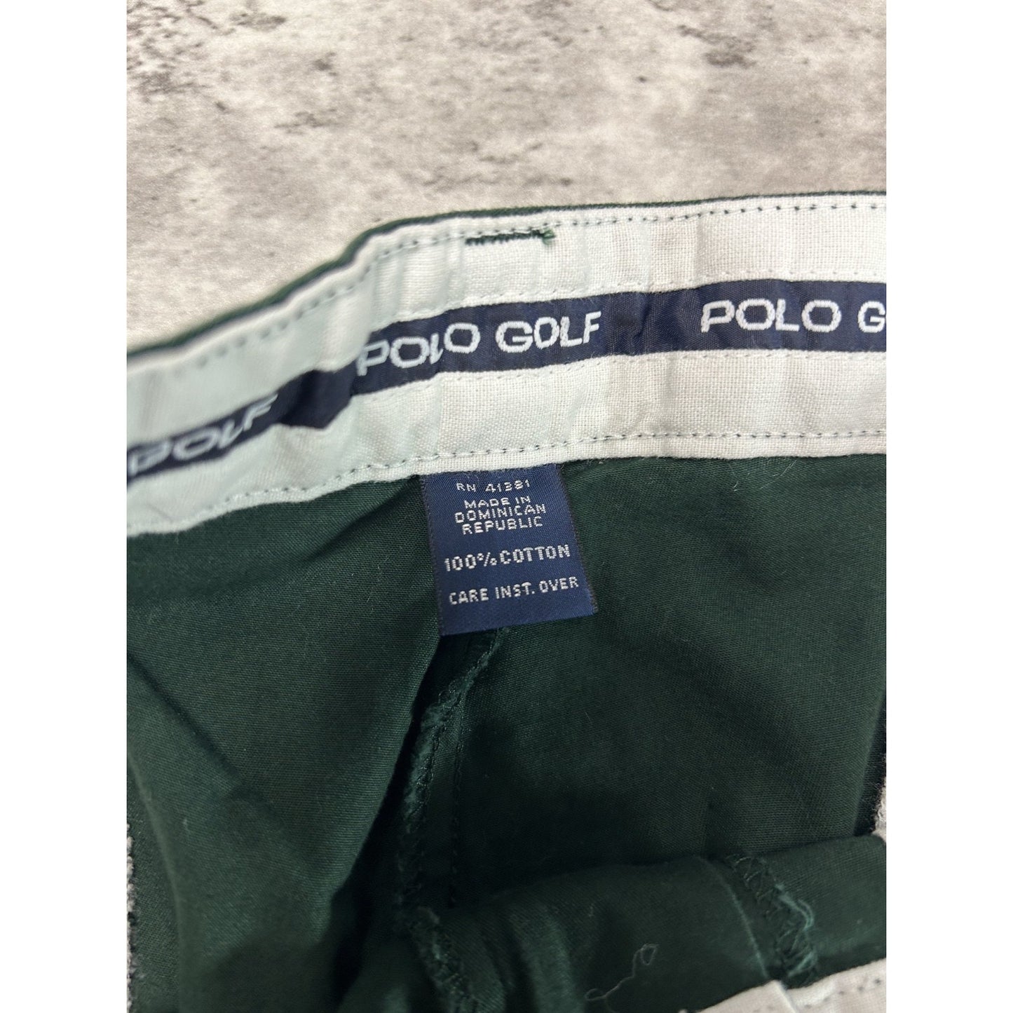 Vintage 90s Polo Golf Embroidered Crest Trouser Style Pants Size 35 Green