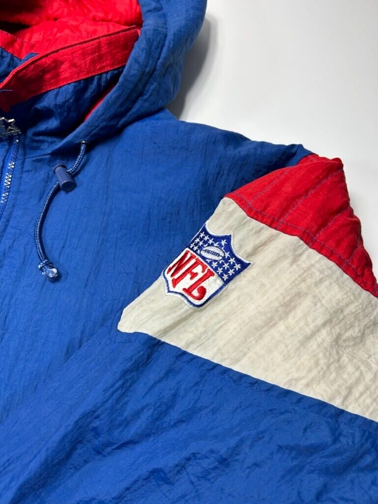 Vintage 90s New York Giants NFL Insulated Half Zip Starter Pullover Jacket Sz L