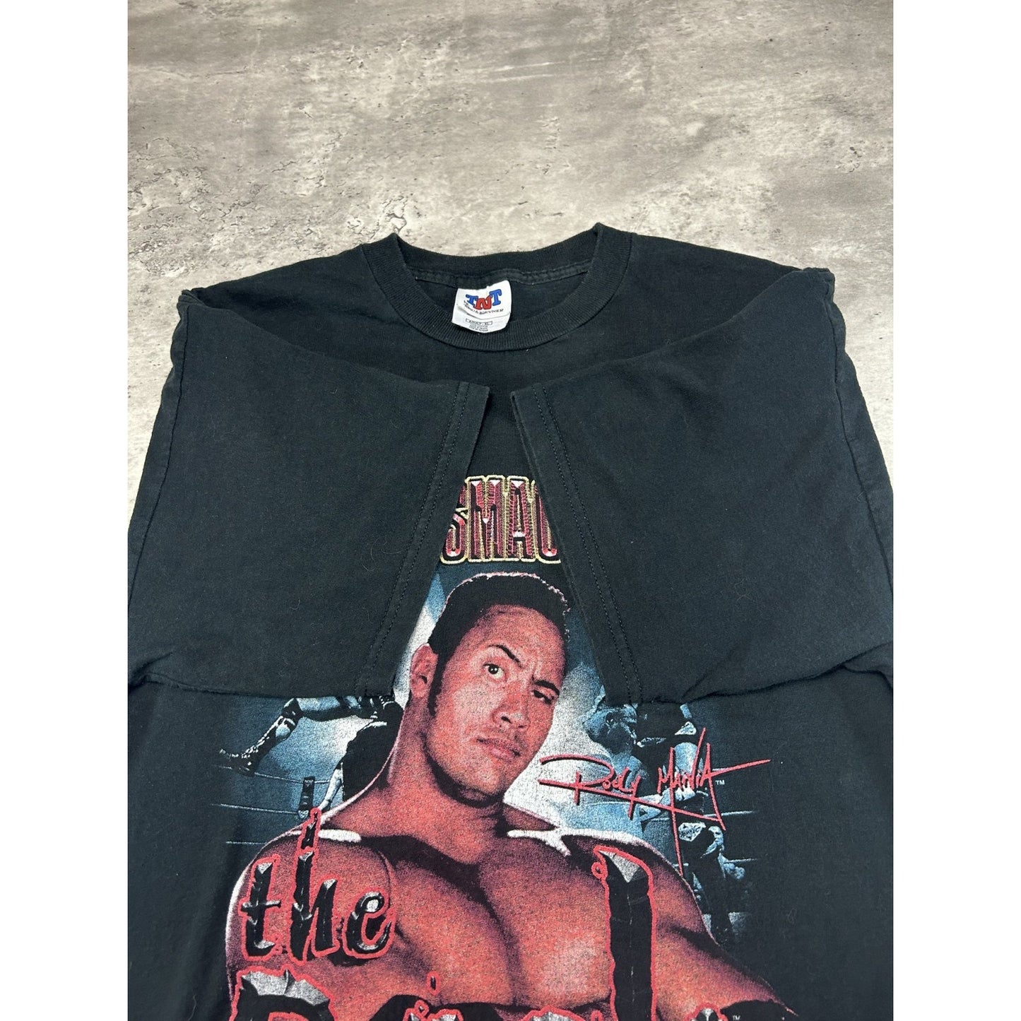 Vintage 1999 WWF The Rock Layin' The Smack Down Wrestling T-Shirt Size XL