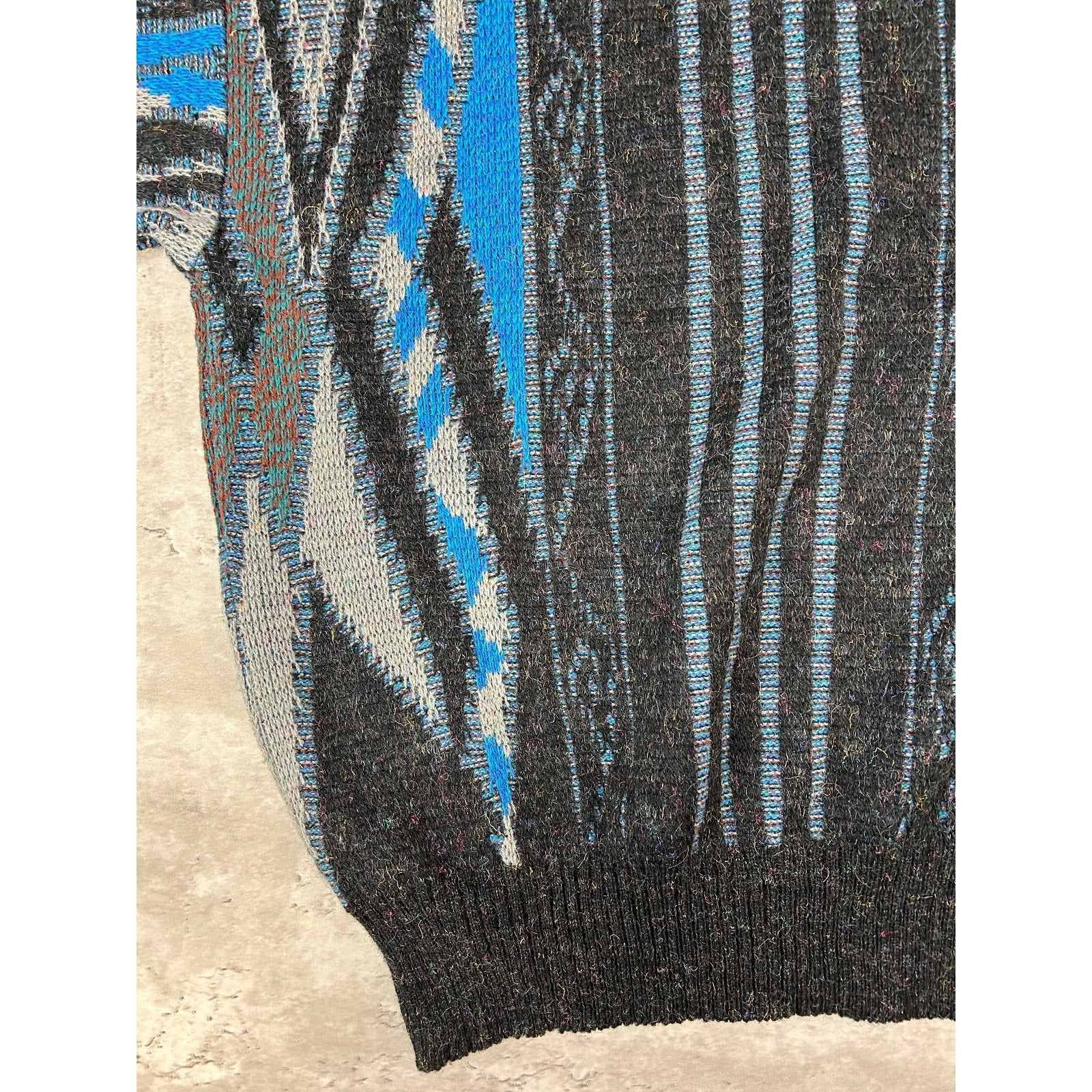 Vintage Michael Herald Abstract Striped Pullover Knit Sweater Size Large