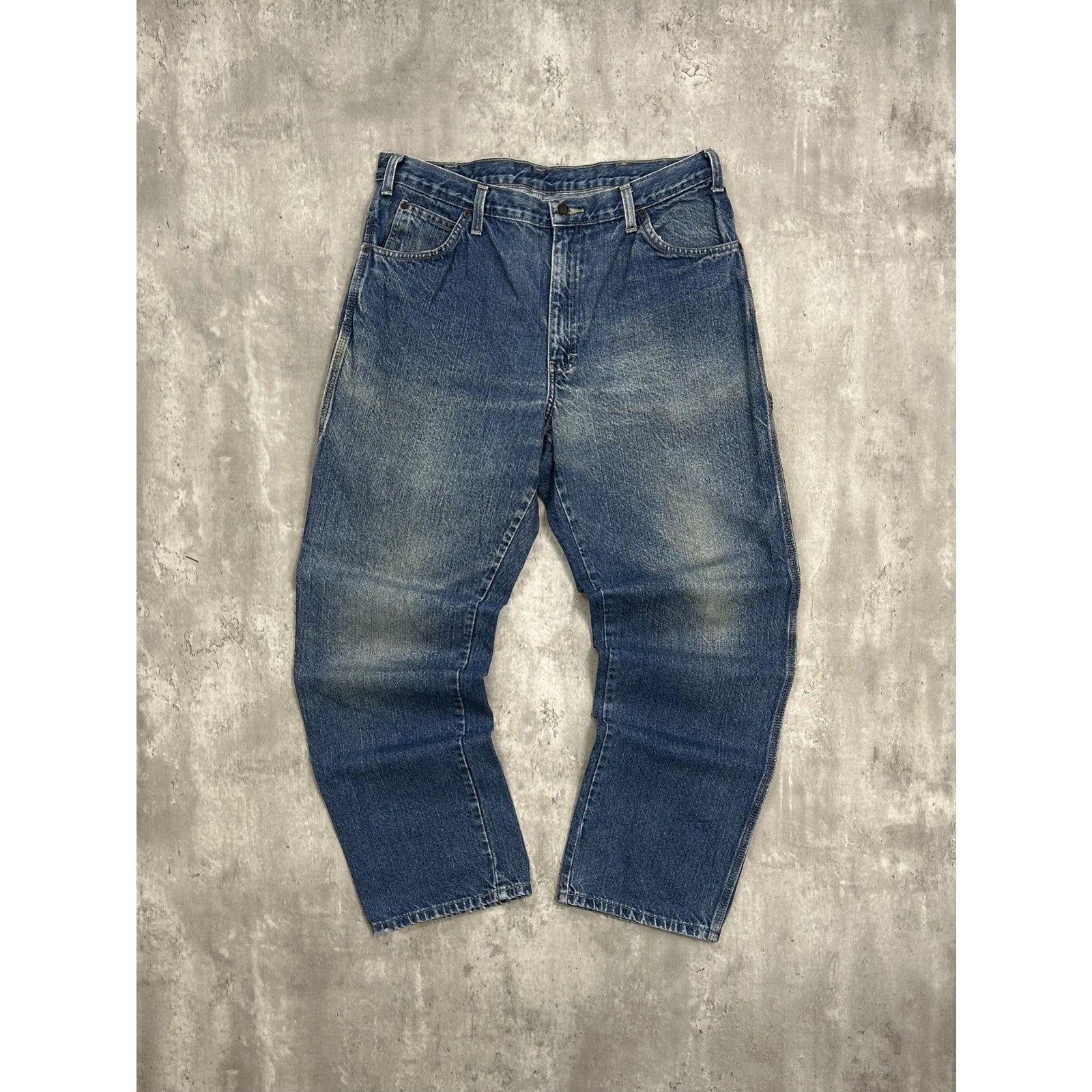 Vintage Dickies Dark Wash Denim Workwear Carpenter Pants Size 36 Blue