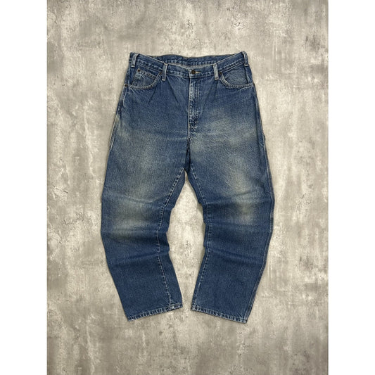 Vintage Dickies Dark Wash Denim Workwear Carpenter Pants Size 36 Blue