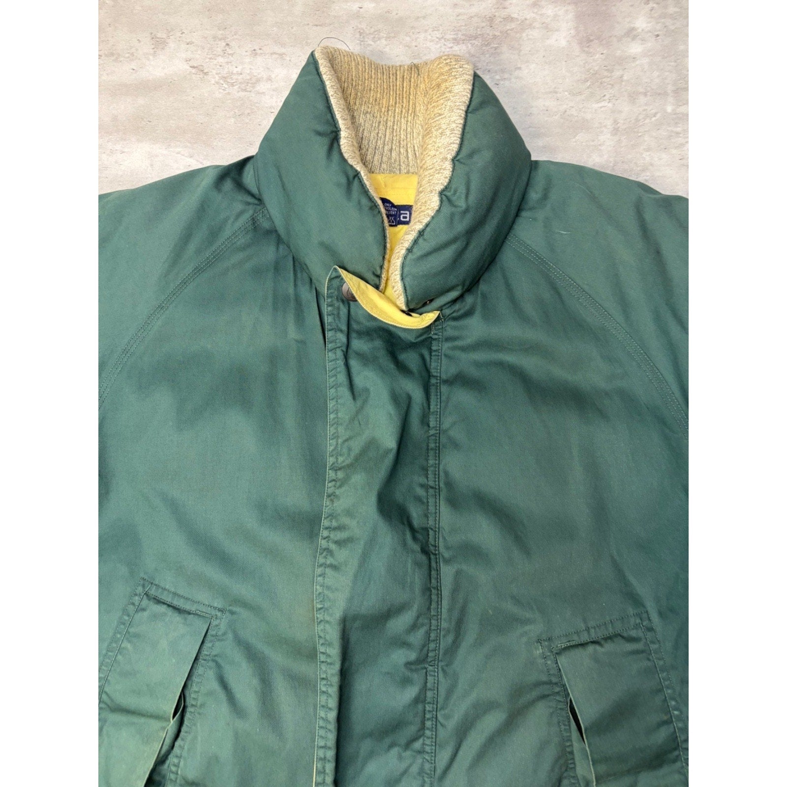 Vintage Nautica Leather Patch Insulated Full Zip BomberJacket Size Large