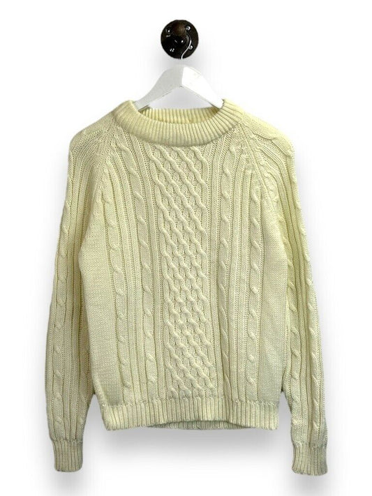 Vintage 80s/90s Horizon Cable Knit Ribbed Pull Over Sweater Size Large Beige