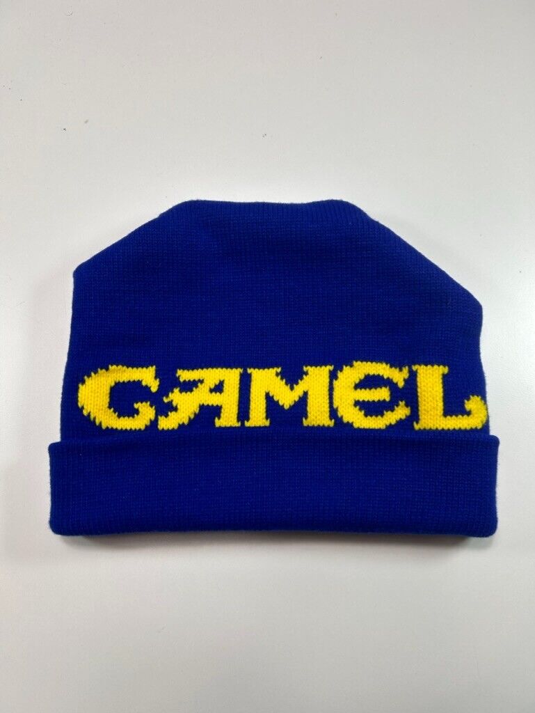 Vintage 90s Camel Cigarettes Graphic Spellout Toque Hat OSFA Blue