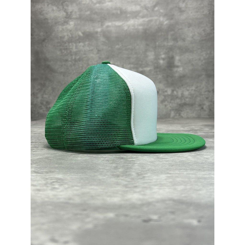 Vintage 80s/90s Classic Blank Two Tone Trucker Snapback Hat OSFA White/Green