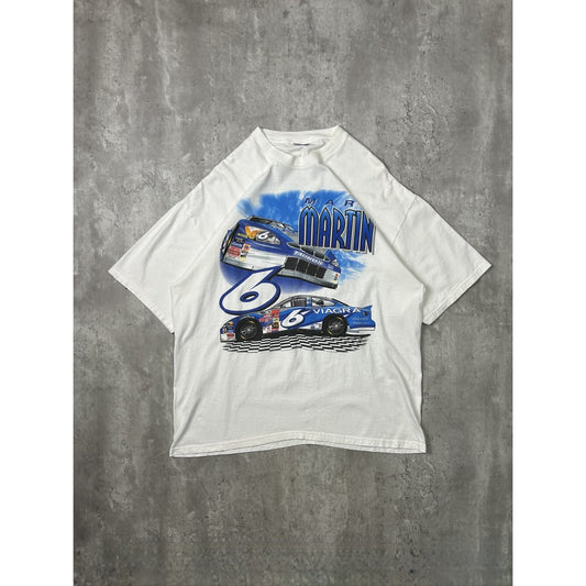 Vintage Mark Martin #6 Viagra Racing Nascar Graphic T-Shirt Size XL White