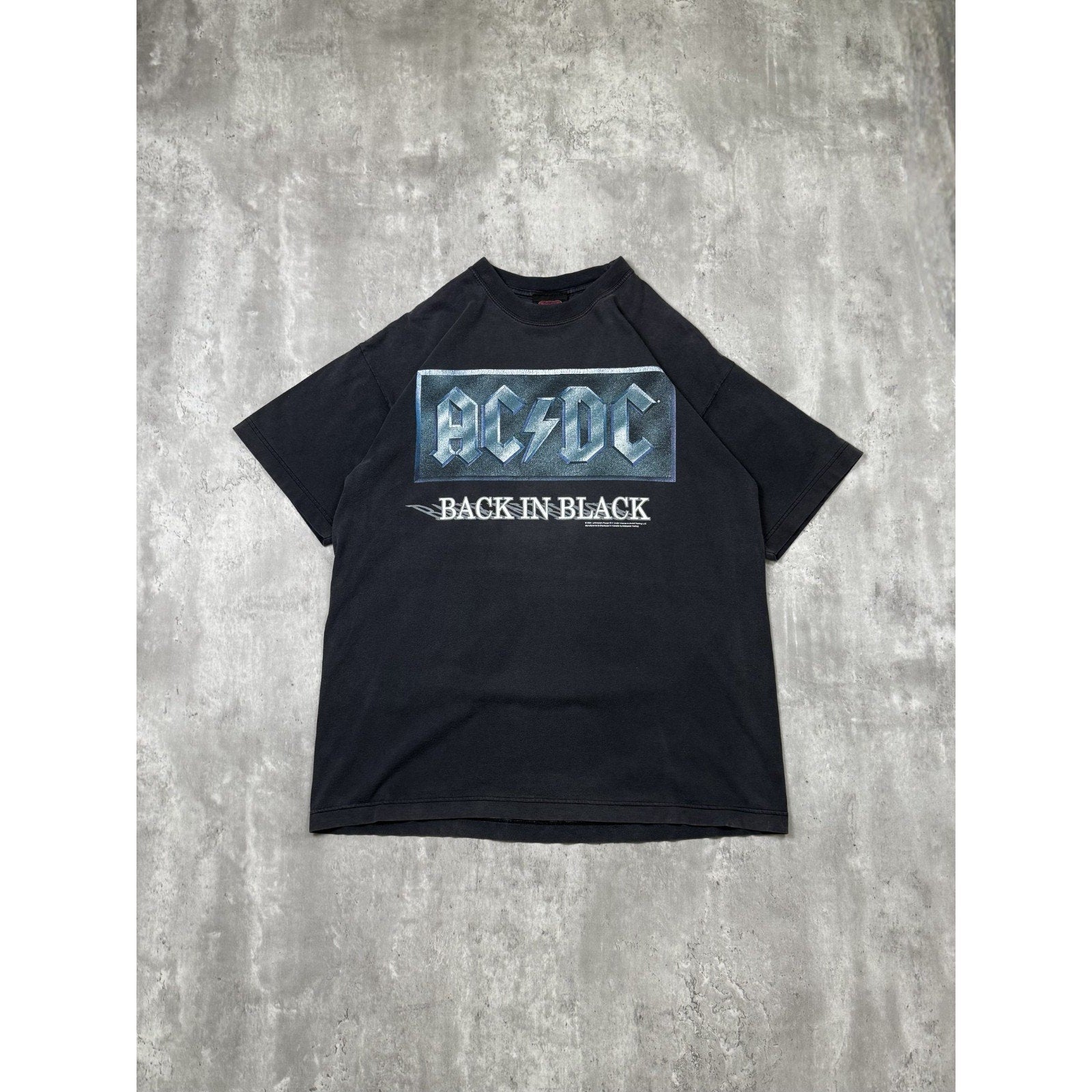 Vintage 2001 ACDC Back In Black Rock Music Album Promo Band T-Shirt Size XL