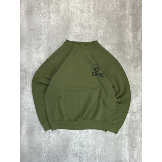 Vintage US Military USMC Graphic Crest Spellout Crewneck Sweatshirt Size Medium