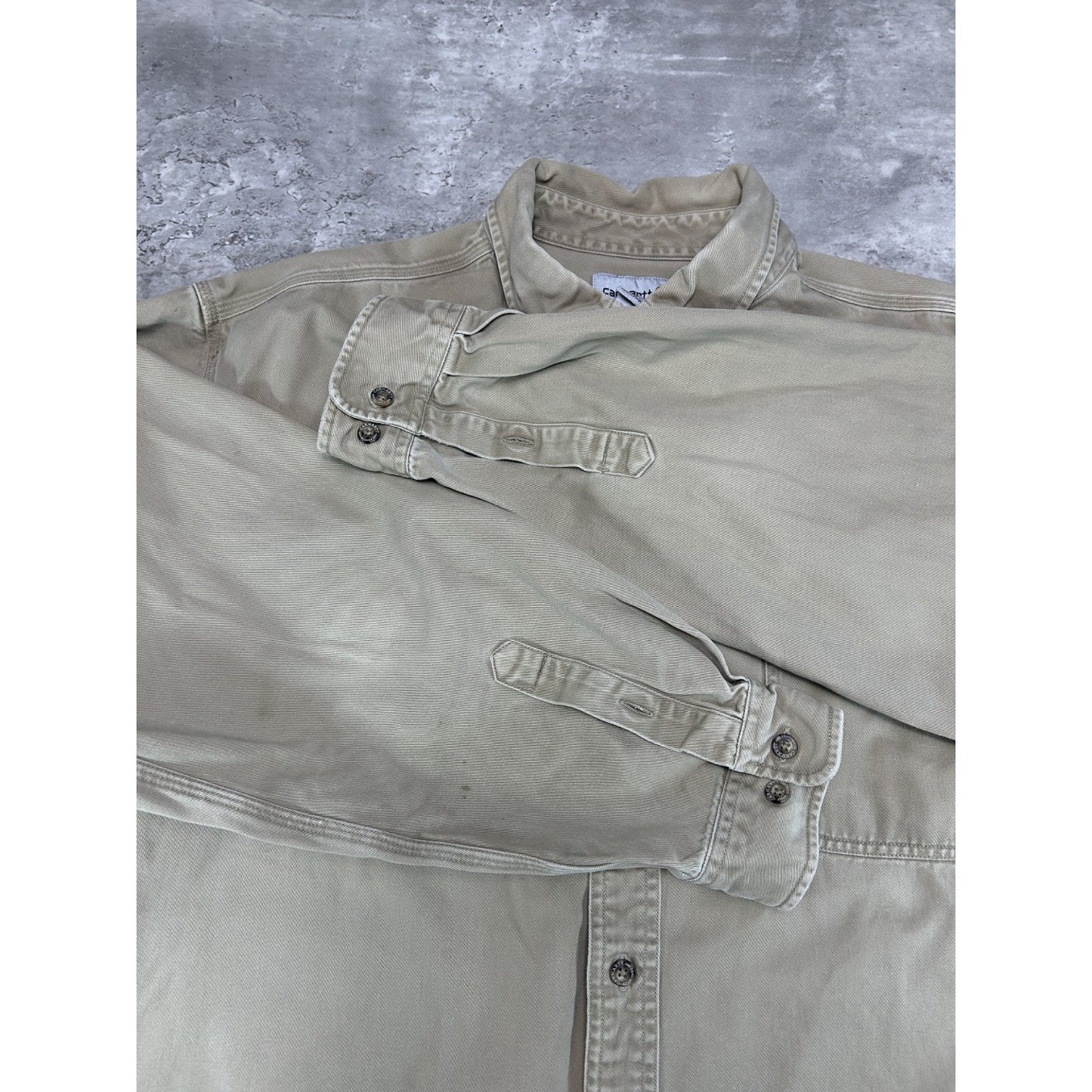 Vintage 90s Carhartt Workwear Double Pocket Long Sleeve Button Up Shirt Sz XL