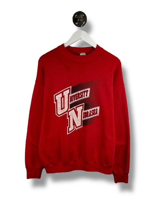 Vintage 90s Nebraska Cornhuskers NCAA Collegiate Spellout Sweatshirt Size XL Red