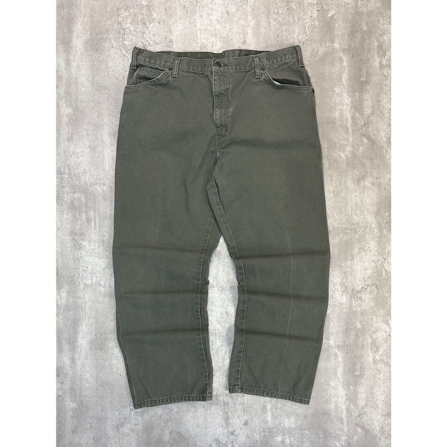 Dickies Canvas Workwear Carpenter Pants Size 37 Green