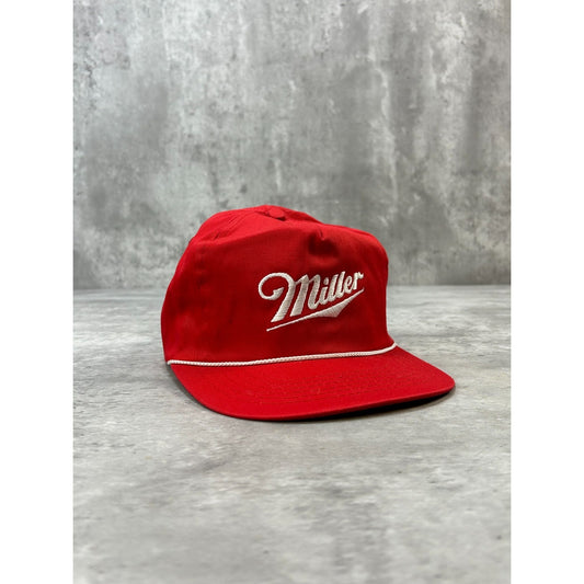 Vintage 90s Miller Embroidered Spellout Beer Promo Snapback Hat OSFA