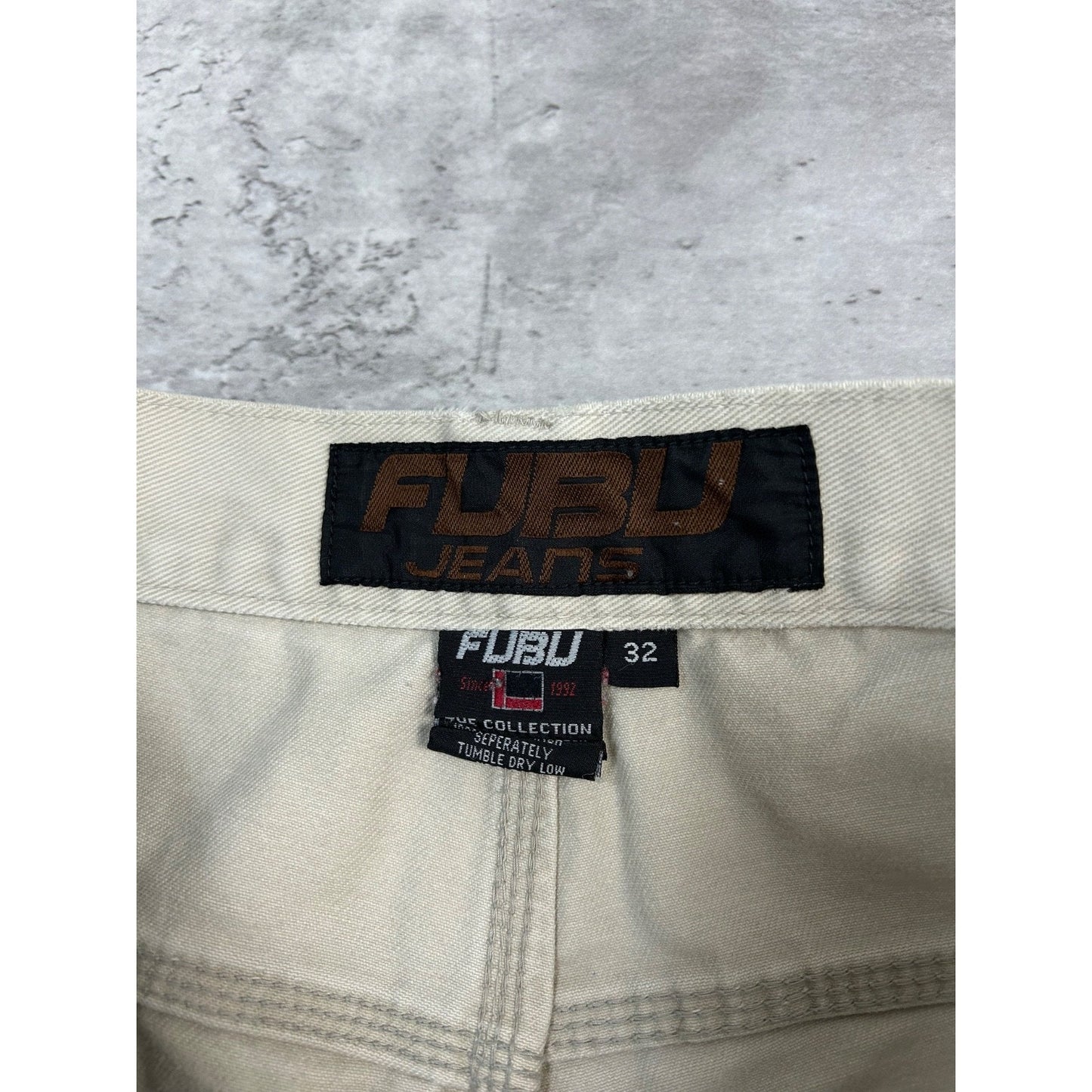Vintage Y2K FUBU Baggy Fit White Denim Pants Size 33