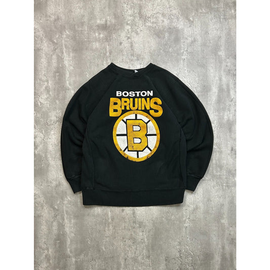 Vintage 90s Boston Bruins NHL Big Logo Spellout Hockey Sweatshirt Size Large