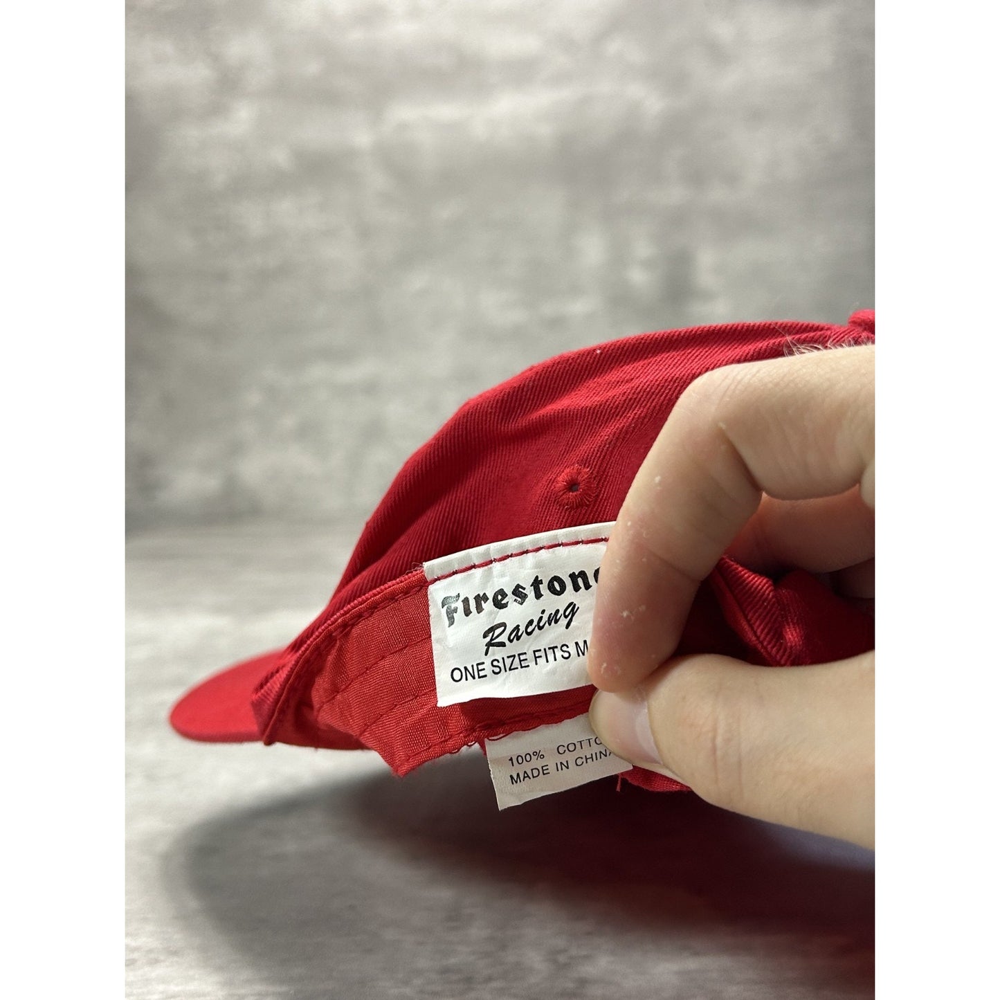 Vintage Firestone Racing Embroidered Spellout Snapback Hat OSFA Red