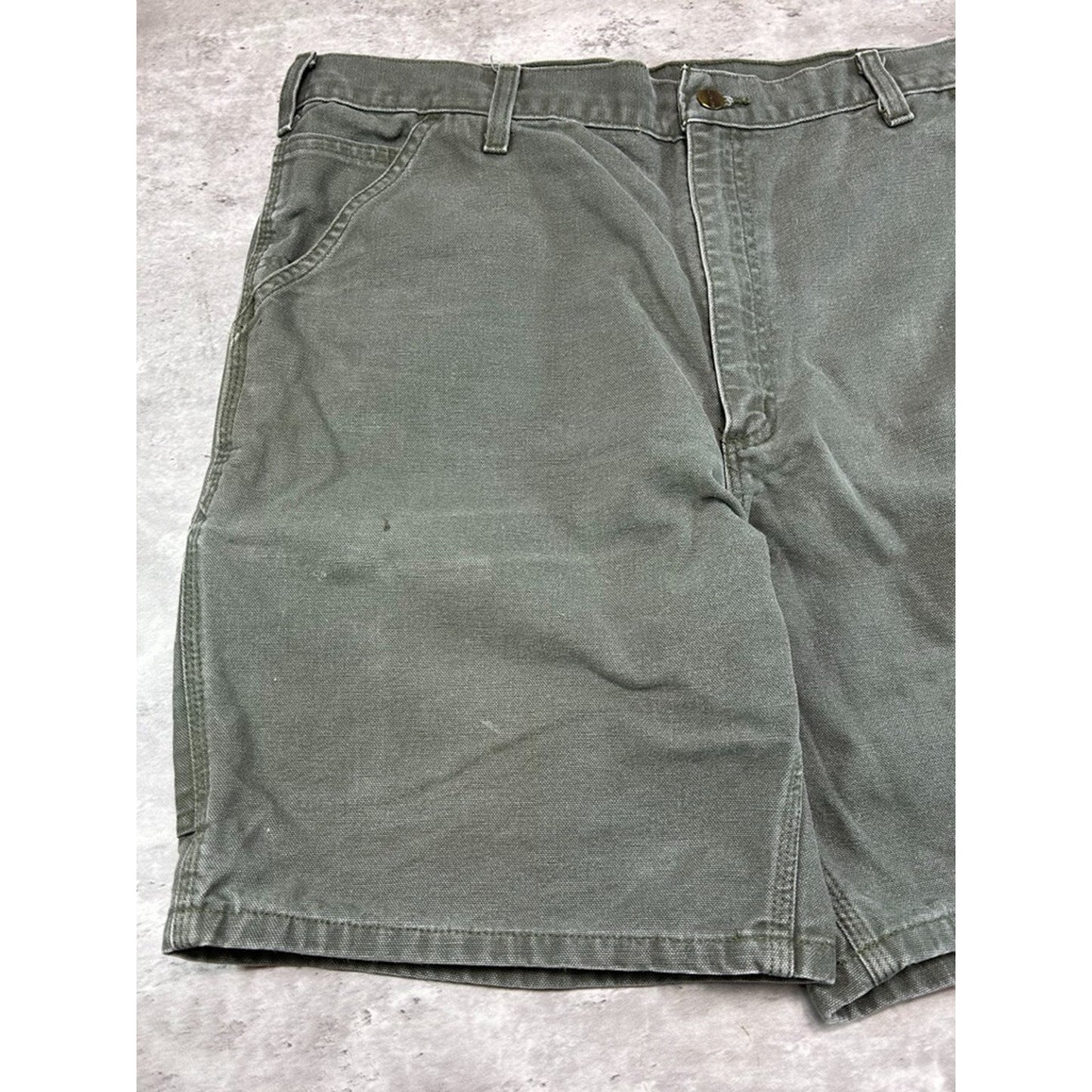 Vintage Carhartt Canvas Workwear Carpenter Shorts Size 38 Green