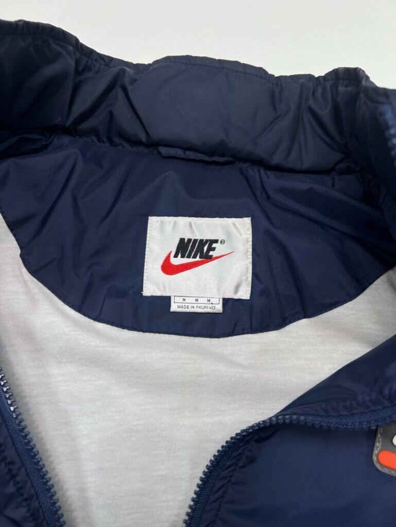 Vintage 90s Nike Mini Swoosh Puff Print Logo Full Zip Nylon Jacket Size Medium