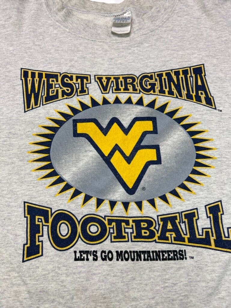 Vintage West Virginia Mountaineers NCAA Football Graphic Sweatshirt Size Large