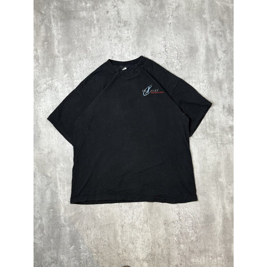 Vintage 1998 X-Files Embroidered TV Show Promo Graphic T-Shirt Size XL Black