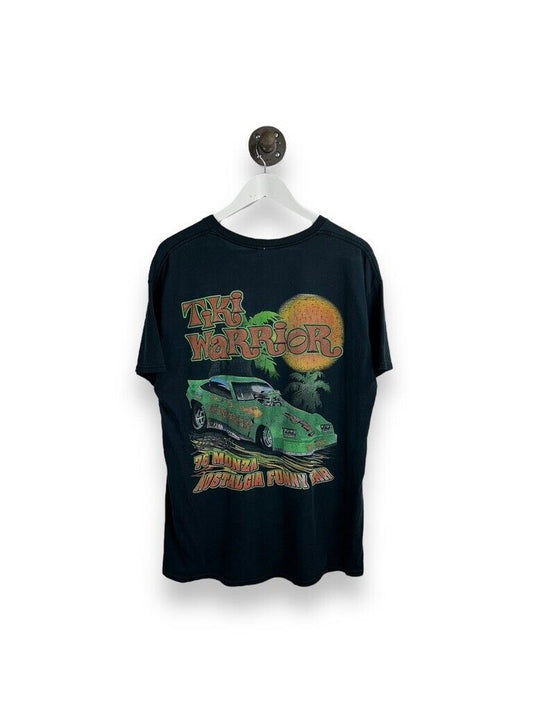 Vintage Tiki Warrior Nostalgia Funny Car Racing Graphic T-Shirt Size Large Black