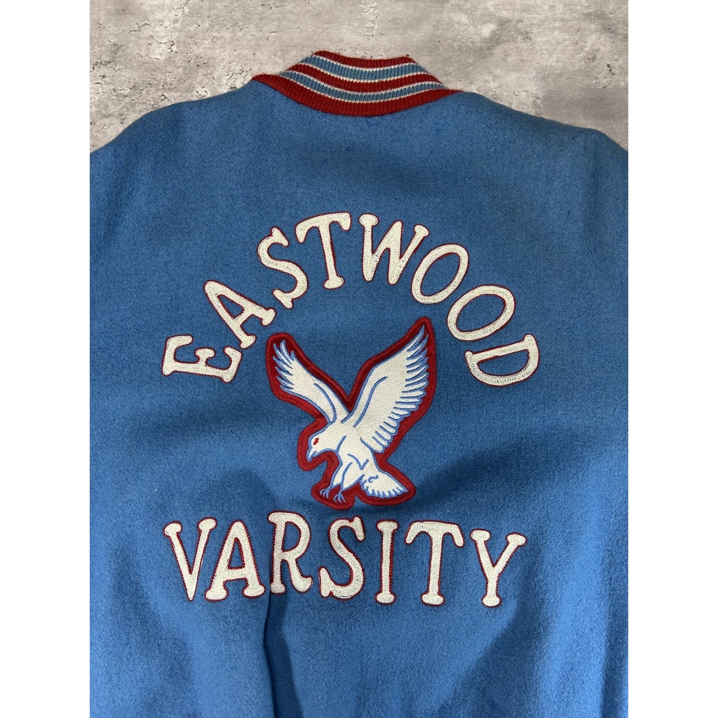 Vintage 80s/90s Eastwood Varsity Embroidered Patches Varsity Jacket Size LT