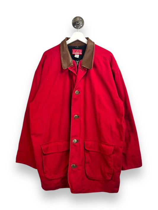 Vintage 90s Marlboro Country Store Canvas Barn Long Coat Jacket Size XL Red