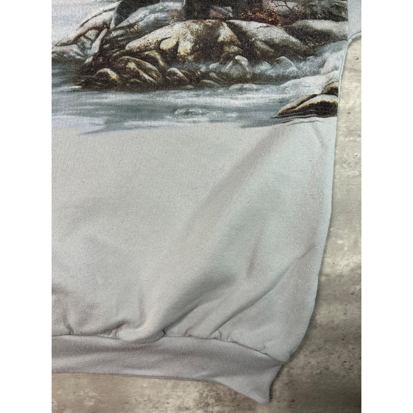 Vintage 90s Nature Animal Graphic All Over Print Sweatshirt Size 2XL Gray