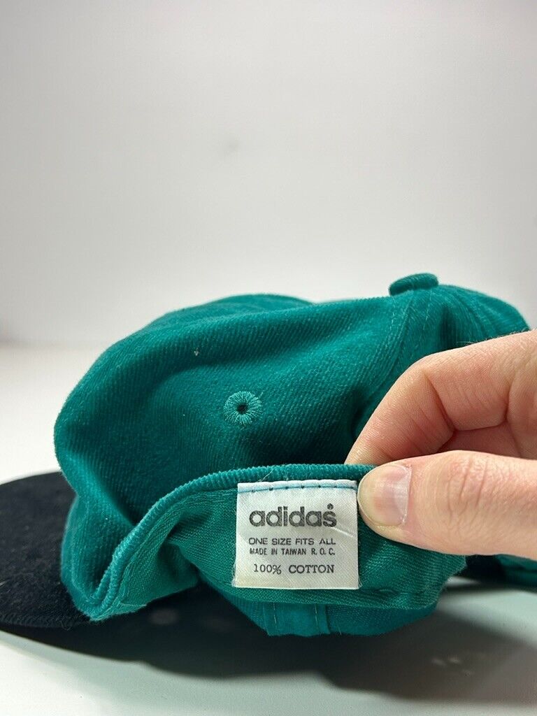 Vintage 90s Adidas Embroidered Trefoil Snapback Hat OSFA Teal