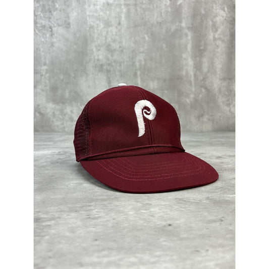 Vintage 80s Philadelphia Phillies MLB Embroidered Logo Trucker Snapback Hat OSFA