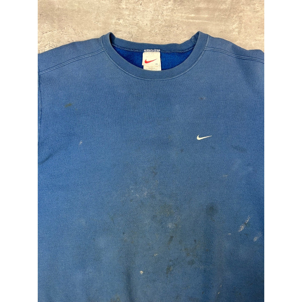 Vintage 90s Nike Embroidered Mini Swoosh Distressed Sweatshirt Size XL