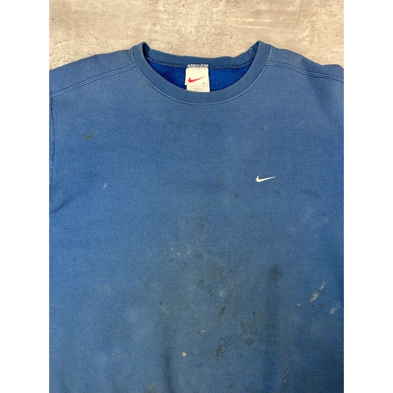 Vintage 90s Nike Embroidered Mini Swoosh Distressed Sweatshirt Size XL