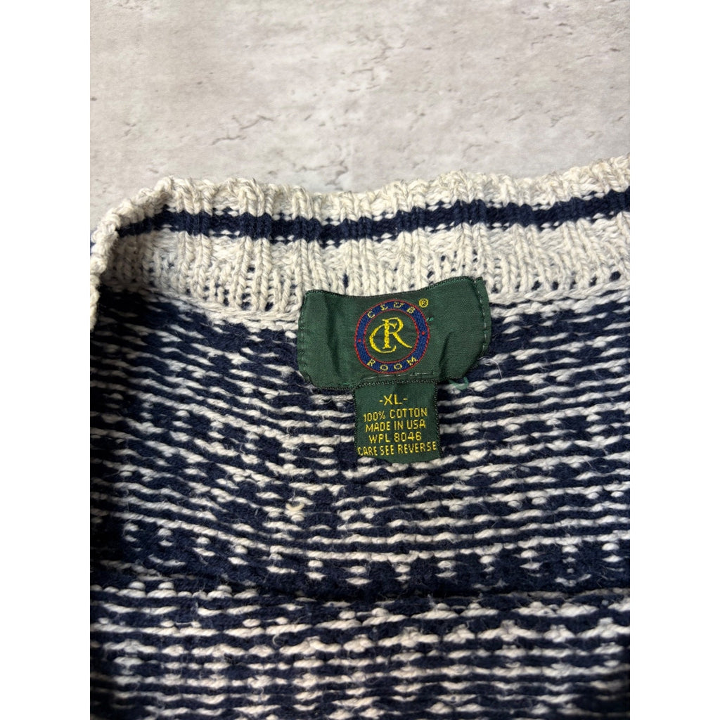 VTG 90s Club Room Abstract Diamond Print Pattern Pullover Knit Sweater Size XL
