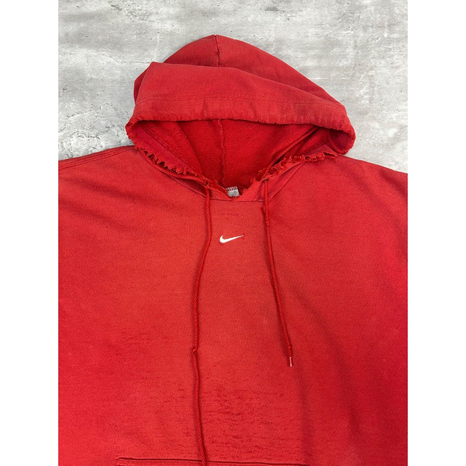 Vintage 2000s Nike Embroidered Middle Swoosh Hooded Red Sweatshirt Size 2XL