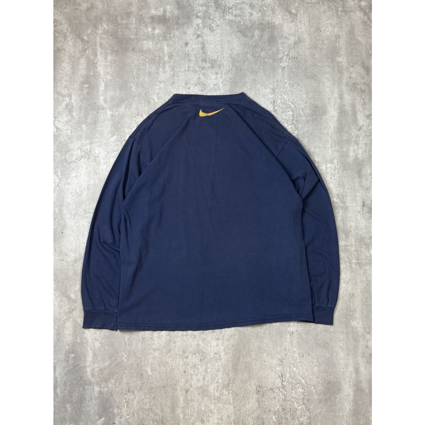 Vintage 90s Nike Abstract Swoosh Graphic Long Sleeve T-Shirt Size Large Blue