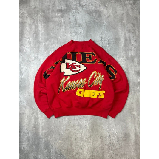 Vintage 90s Kansas City Chiefs NFL Arm To Arm Spellout Sweatshirt Size XL Red