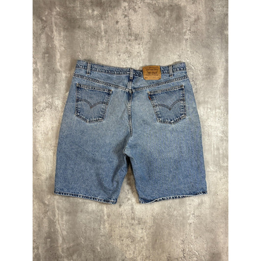 Vintage 90s Levis 550 Orange Tab Relaxed Fit Medium Wash Denim Shorts Size 42