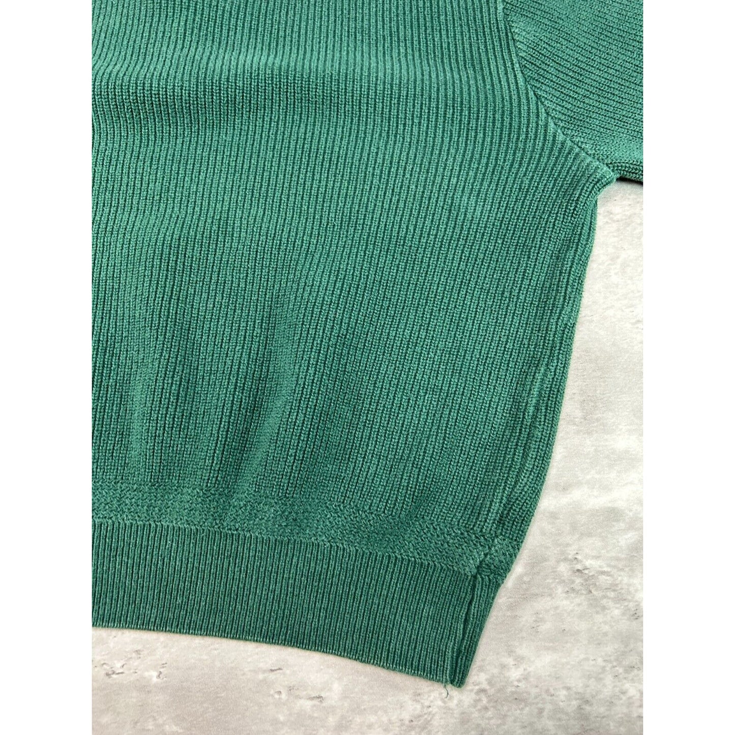 Vintage 90s L.L. Bean 1/4 Button Ribbed Pull Over Knit Sweater Size Large Green