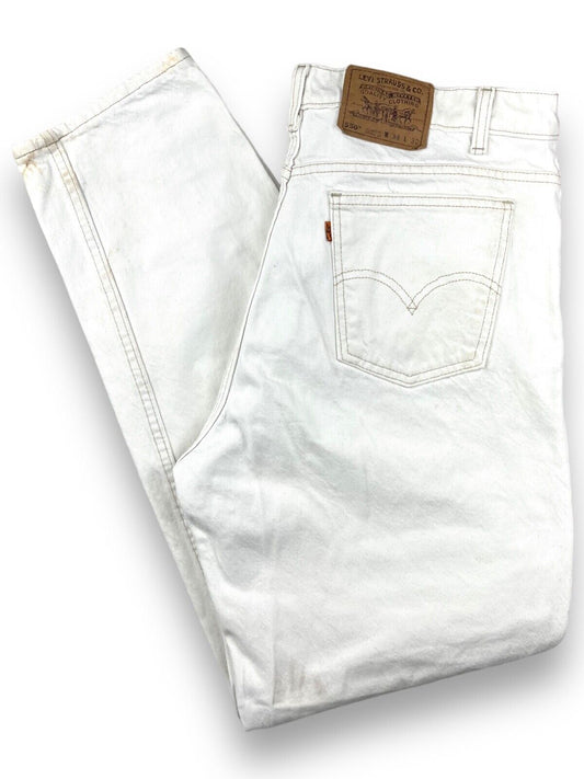 Vintage 1995 Levi's 550 Orange Tab White Denim Pants Size 37W 90s