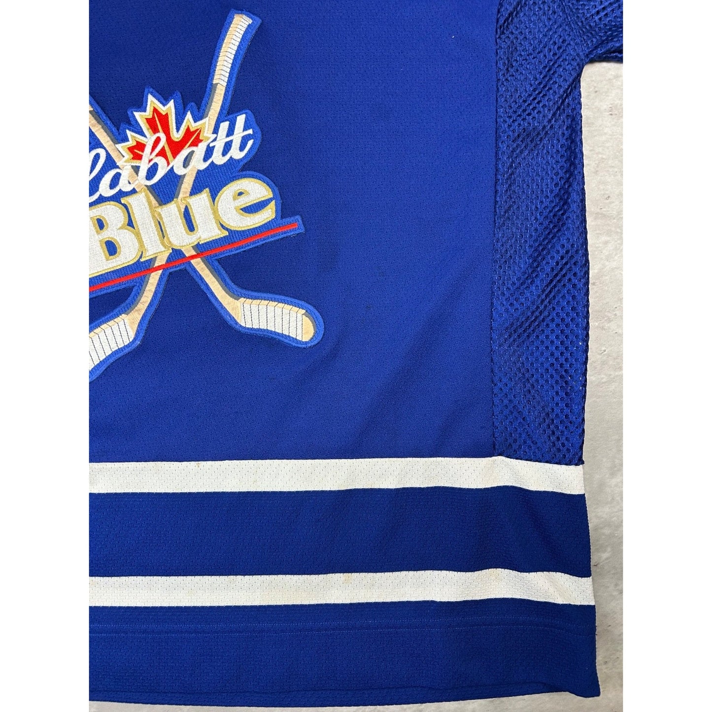 Vintage 90s Labbatt Blue Stitched CCM Hockey Jersey Size XL Blue