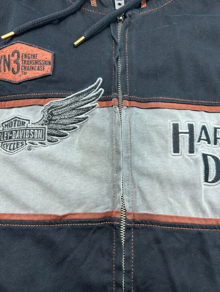 Harley Davidson Embroidered Spellout Logo Full Zip Hooded Sweatshirt Size 3XL