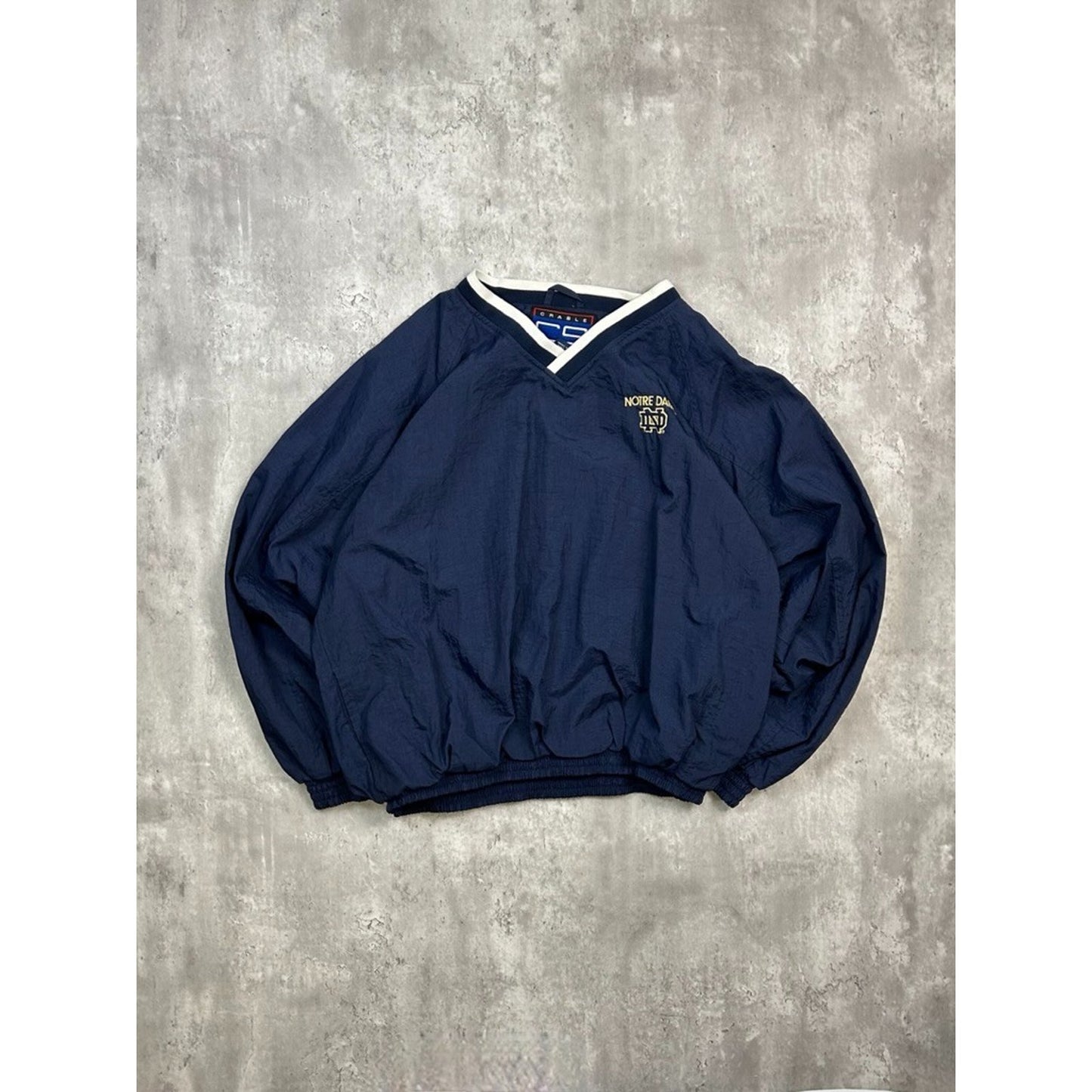 Vintage 90s Notre Dame FIghting Irish NCAA Nylon 1/2 Pullover Jacket Size XL