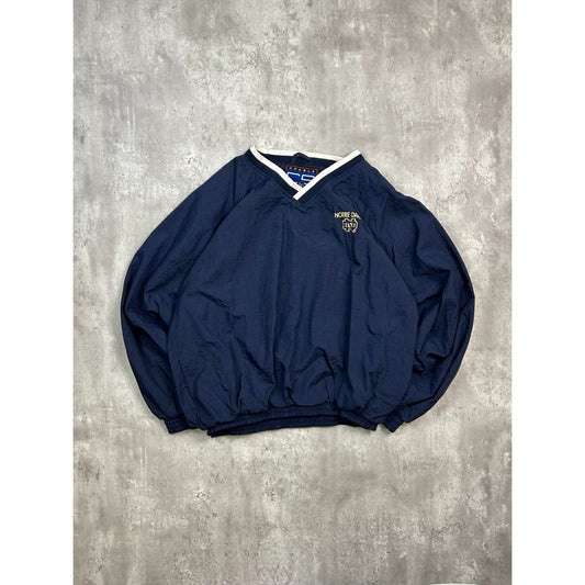 Vintage 90s Notre Dame FIghting Irish NCAA Nylon 1/2 Pullover Jacket Size XL
