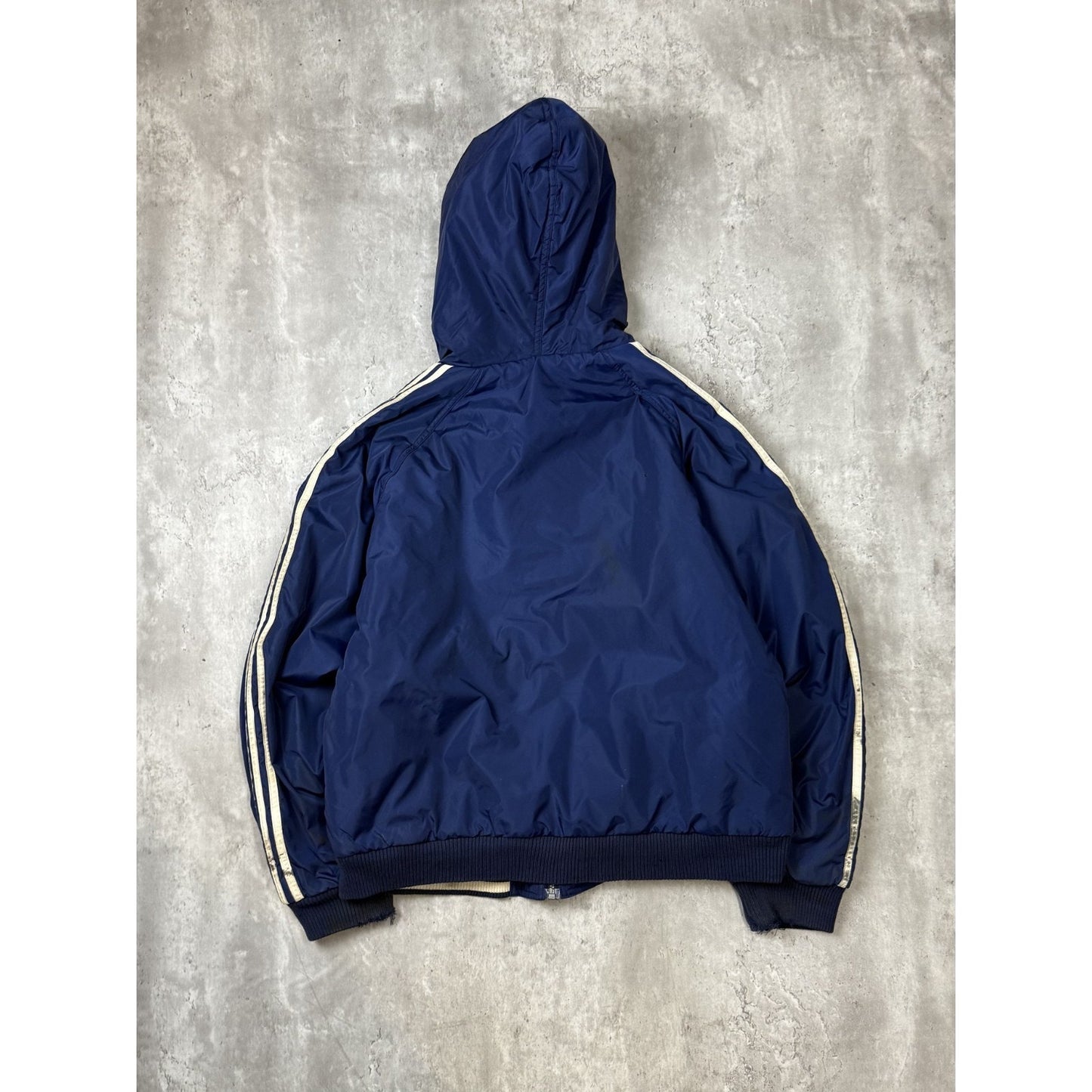 Vintage 90s Adidas Embroidered Trefoil Reversible Full Zip Hooded Jacket Size L