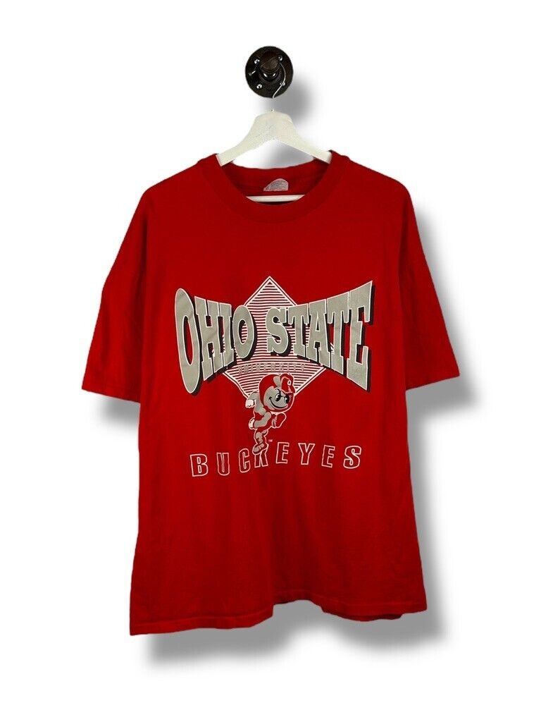 Vintage 80s/90s Ohio State Buckeyes NCAA Mascot Graphic Spellout T-Shirt Sz 2XL