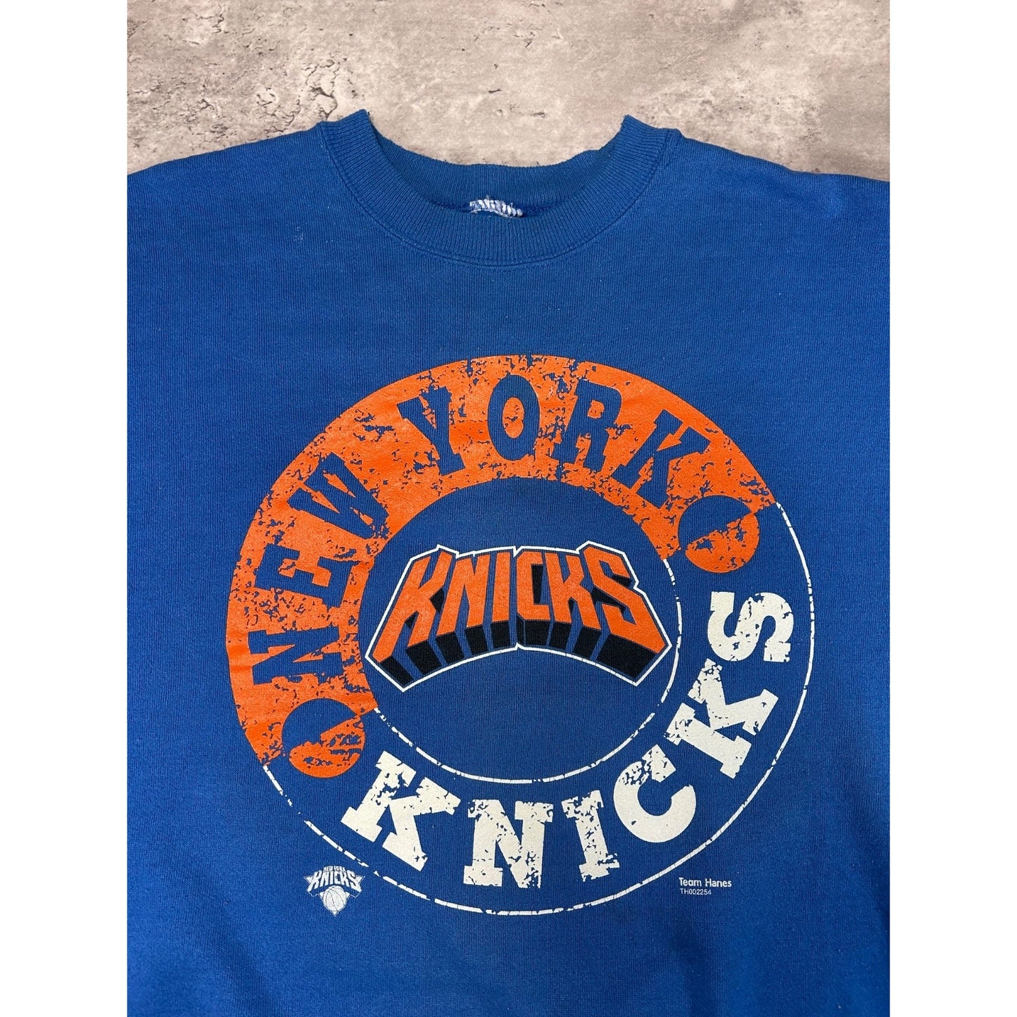 Vintage 90s New York Knicks NBA Graphic Spellout Basketball Sweatshirt Sz Large
