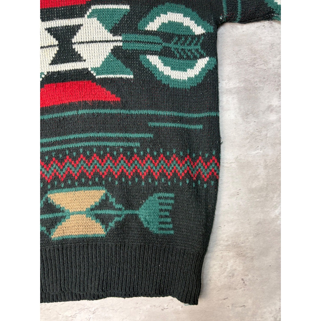 Vintage 80s/90s Weekender Aztec Pattern Print Pullover Knit Sweater Size Small
