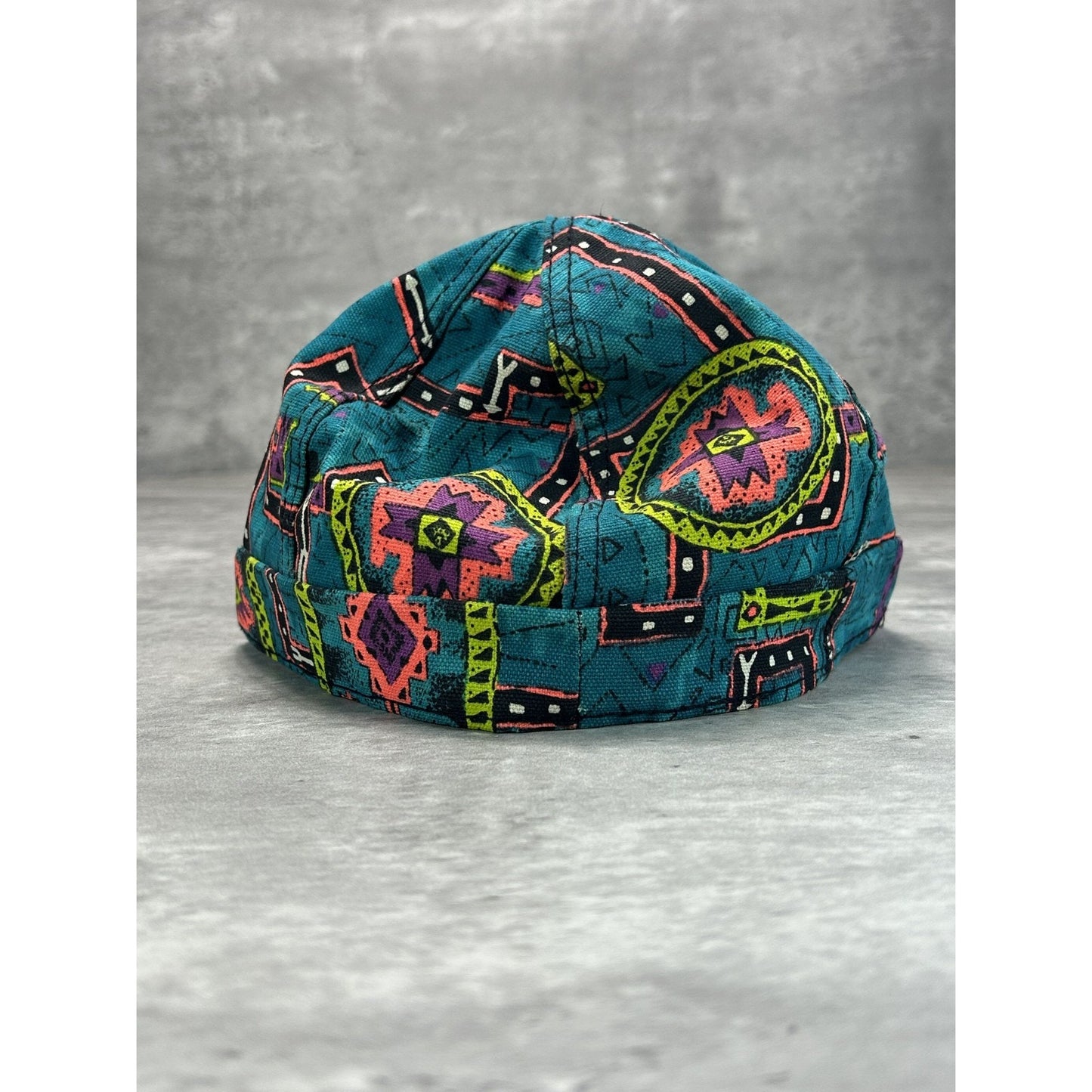 Vintage 80s/90s Surf Style Abstract Patterned Print Fitted Hat Size 7 1/2